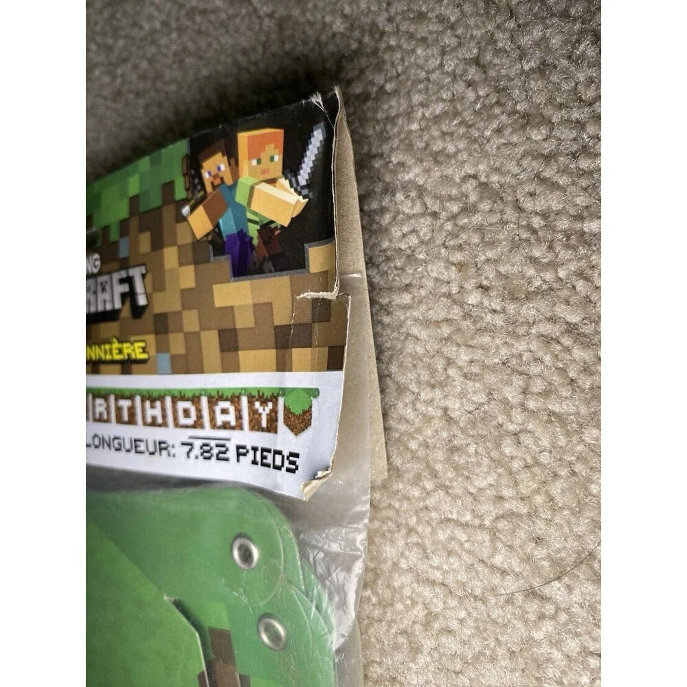 Minecraft Happy Birthday Banner 7.82ft Party Decoration New